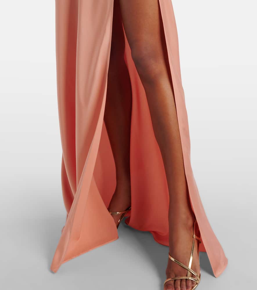 The New Arrivals Ilkyaz Ozel Jazzy feather-trimmed satin gown