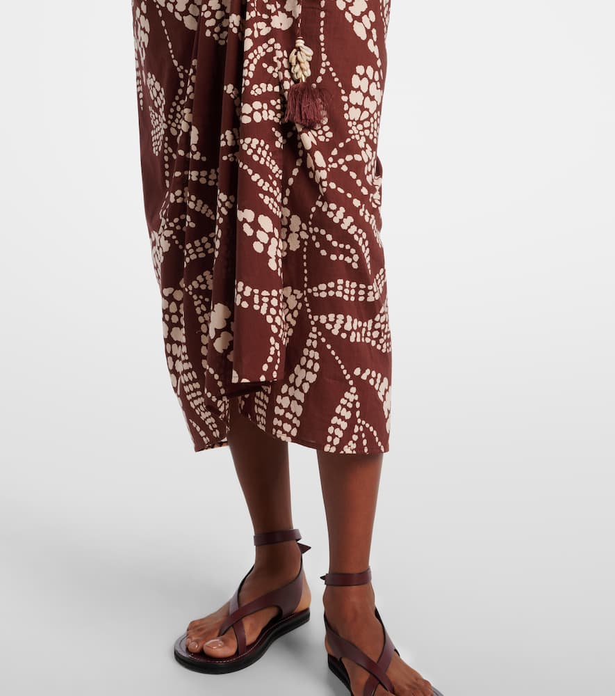 Uma printed cotton midi skirt