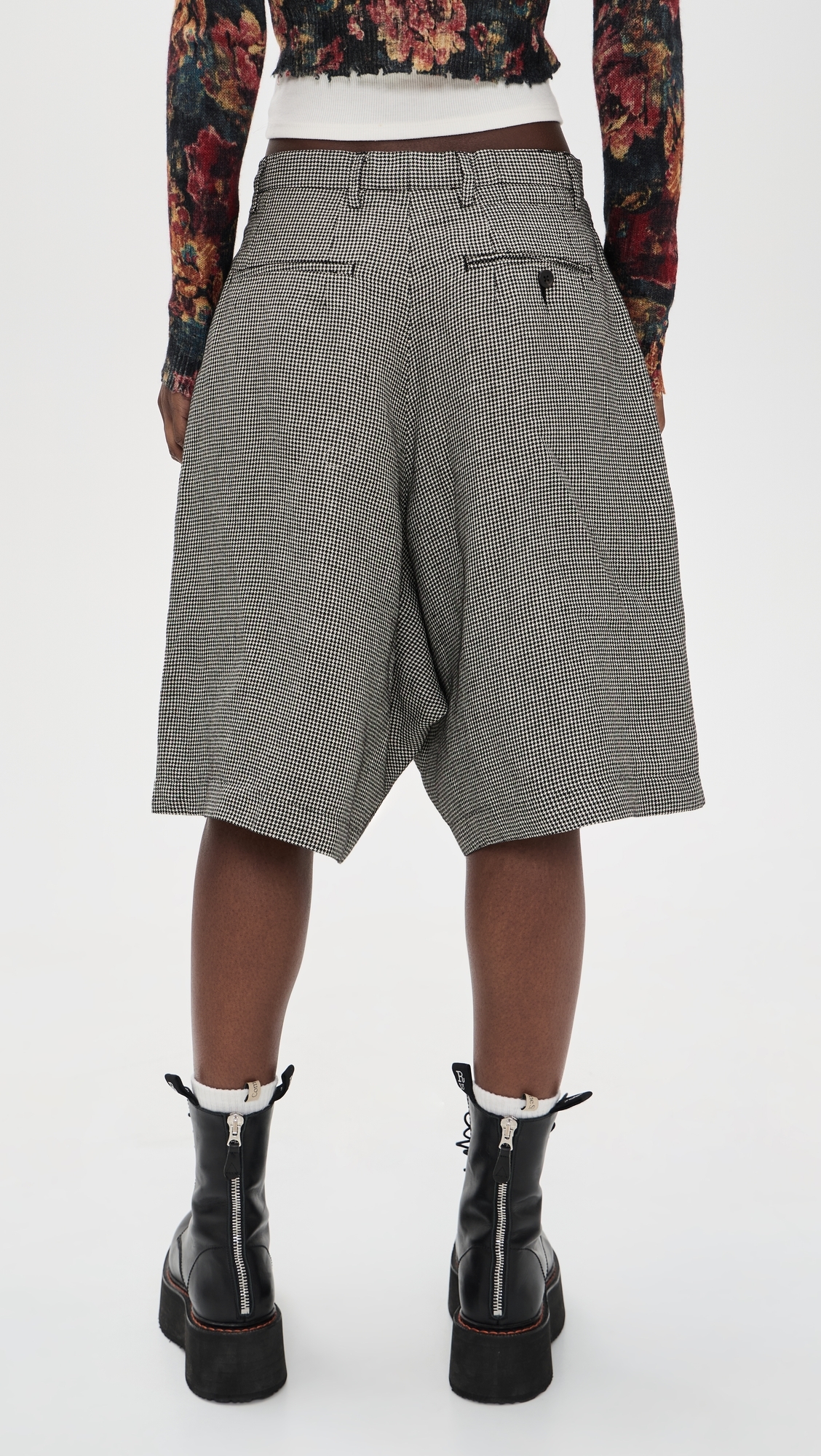 Jumbo Tailored Shorts Black And White Houndstooth