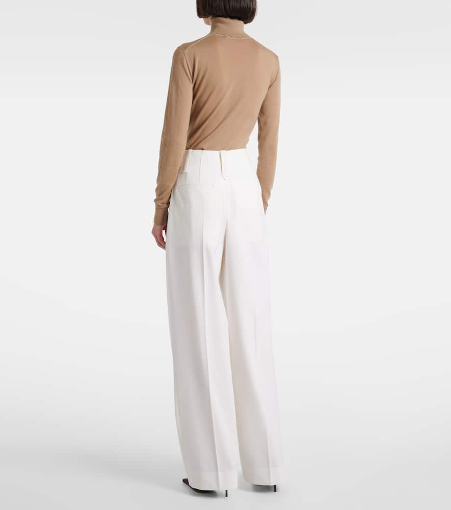 Wool-blend wide-leg pants