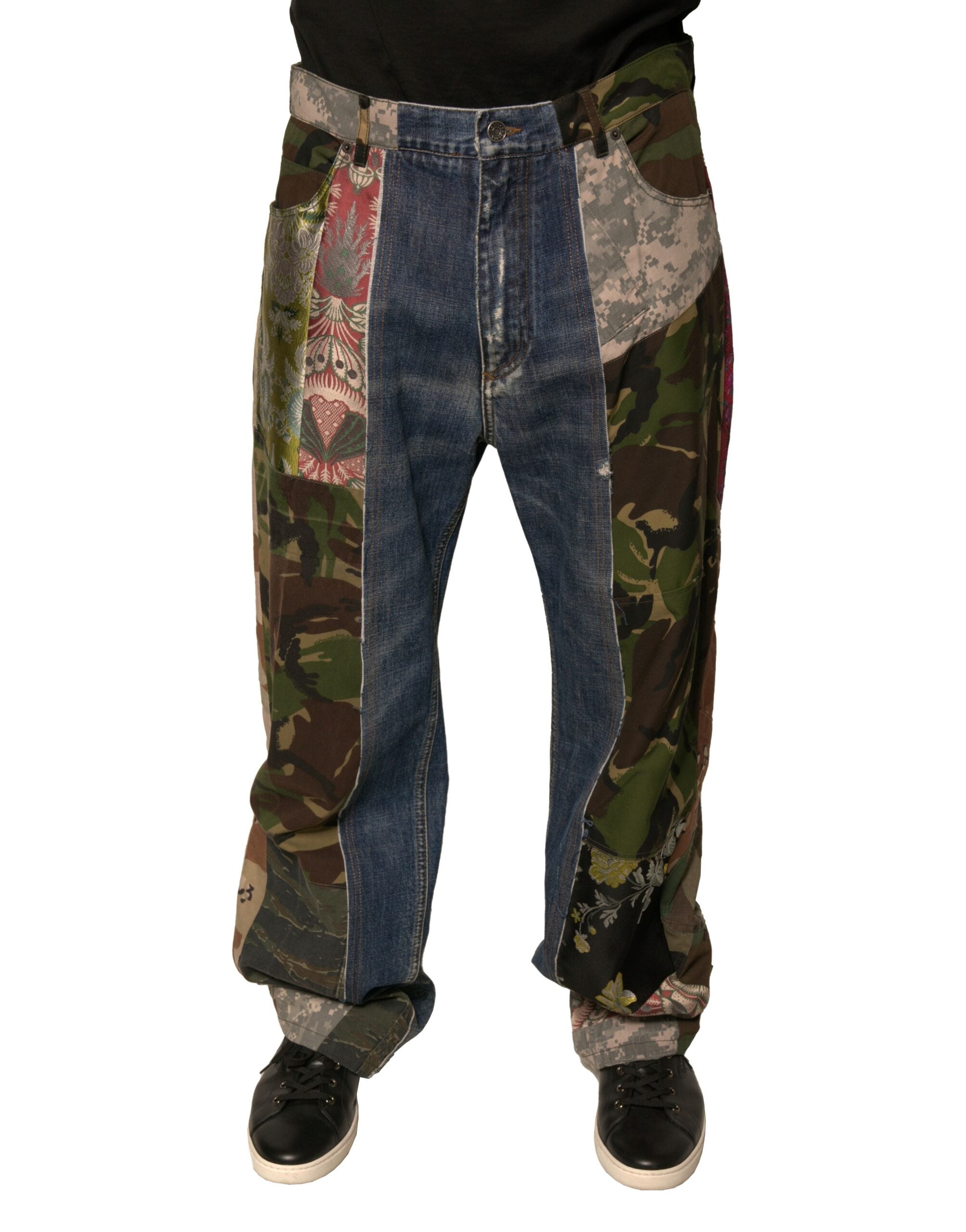 Patchwork Denim Jeans — Blue