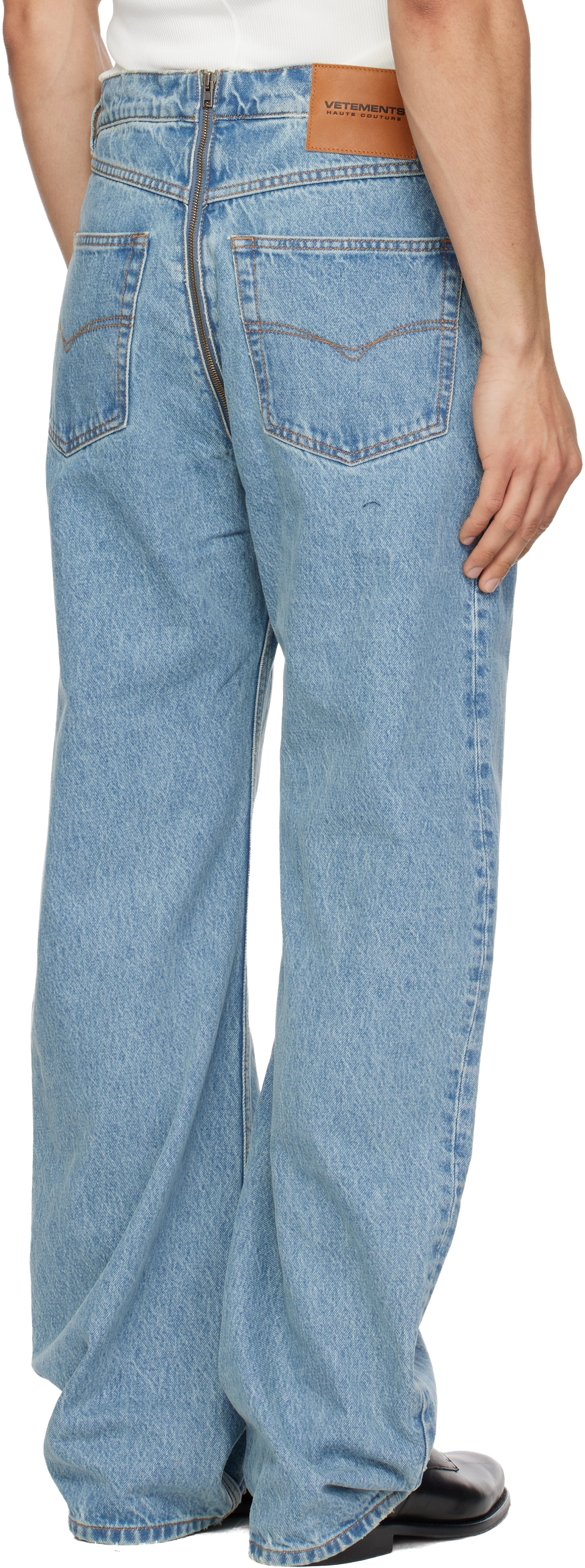 Blue Allover Zip O-Leg Jeans