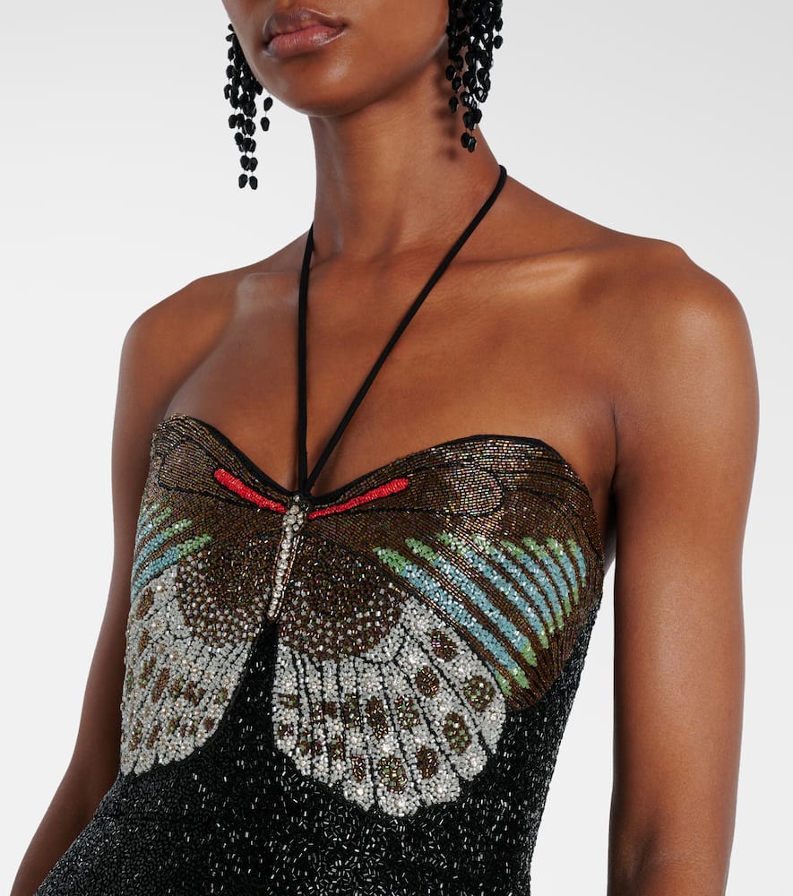 Mariposa embellished halterneck gown