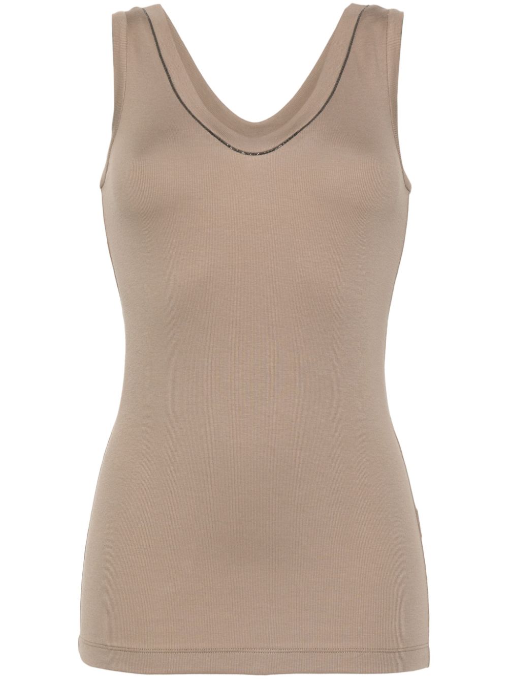 Bead-detailed tank top - Brown