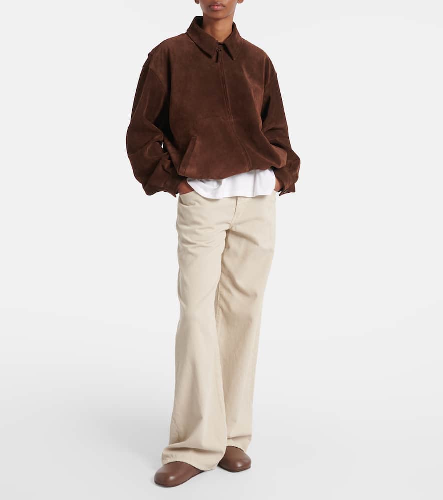 The Row Roana suede bomber jacket