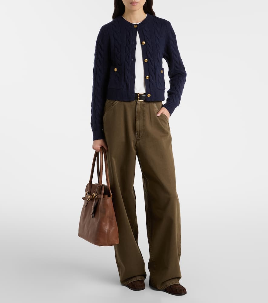 Cable-knit wool and cashmere cardigan
