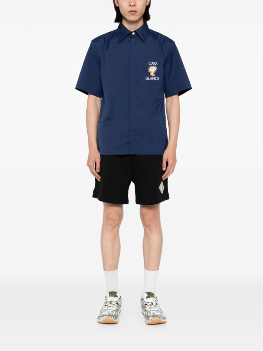 Embroidered logo shirt - Blue