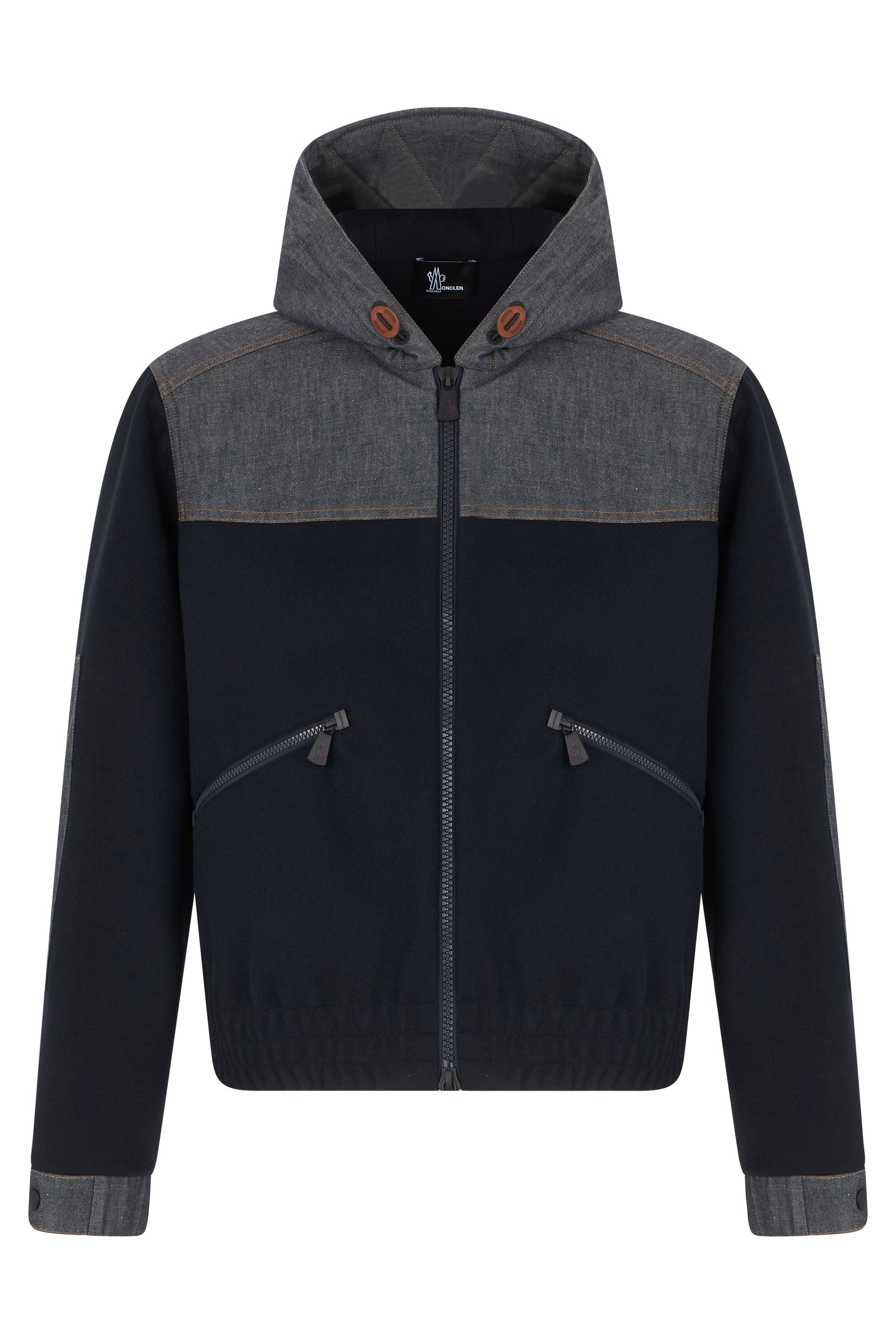 Sophisticated Bimaterial Hoodie with Zip - Size 0