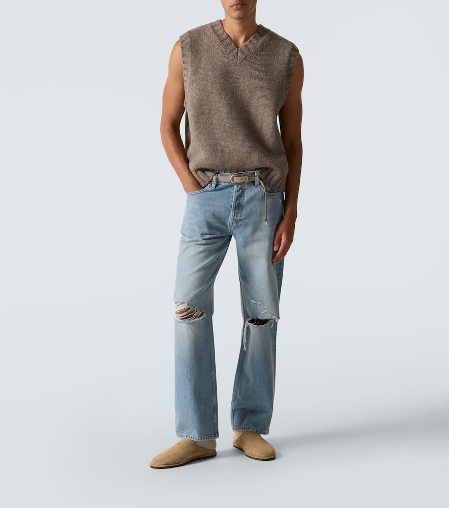 Relaxed Jean distressed straight jeans