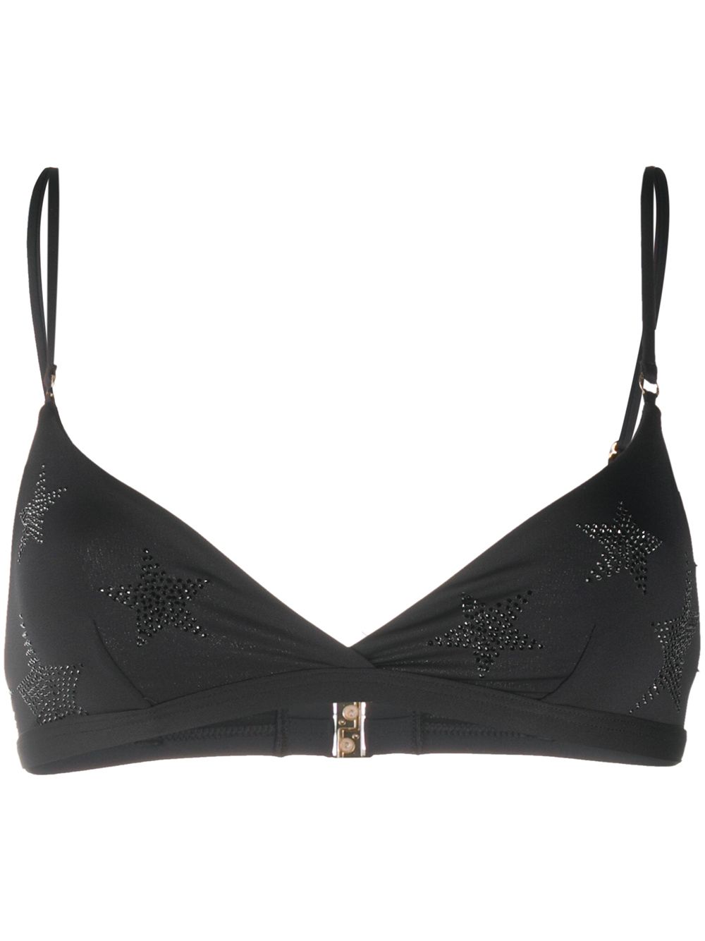 Crystal-star triangle bikini top - Black