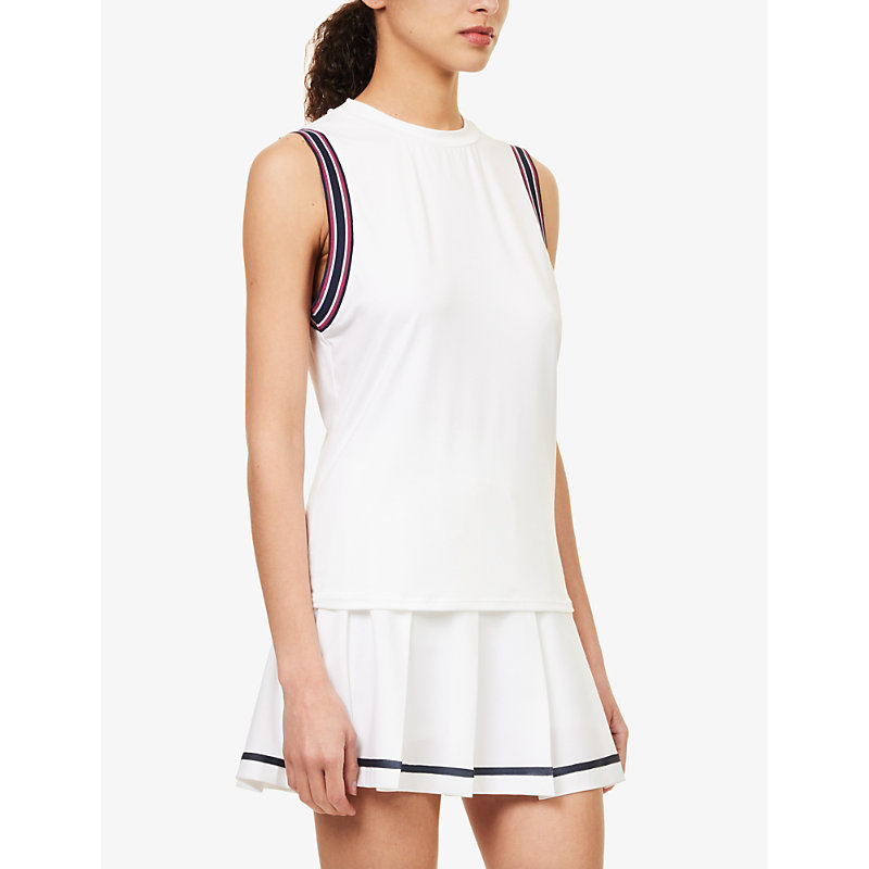 Womens White Cactus Flower Wellings Slim-fit Stretch Recycled-polyester top S