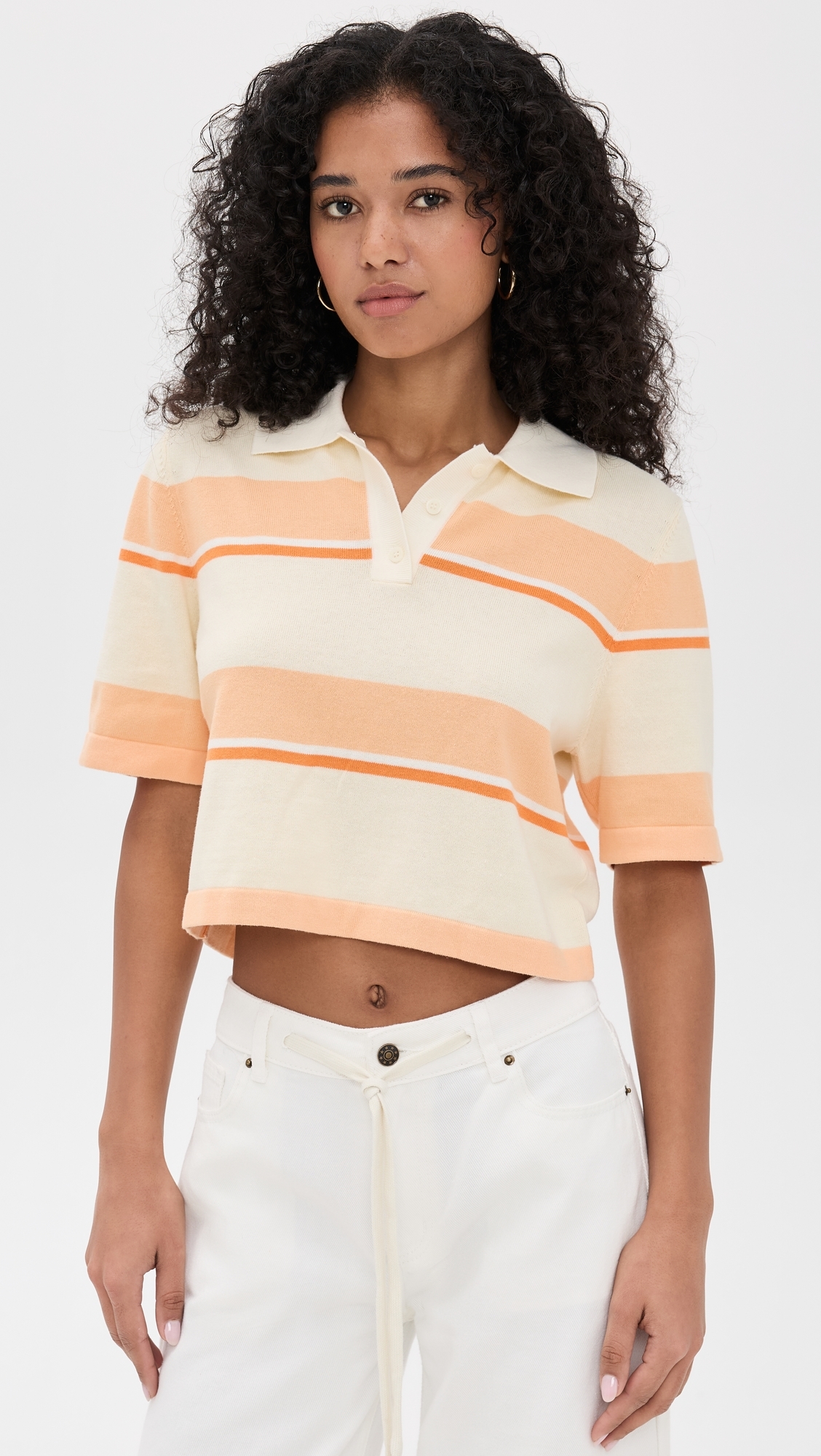 Short Sleeve Striped Polo Light Pink Stripe