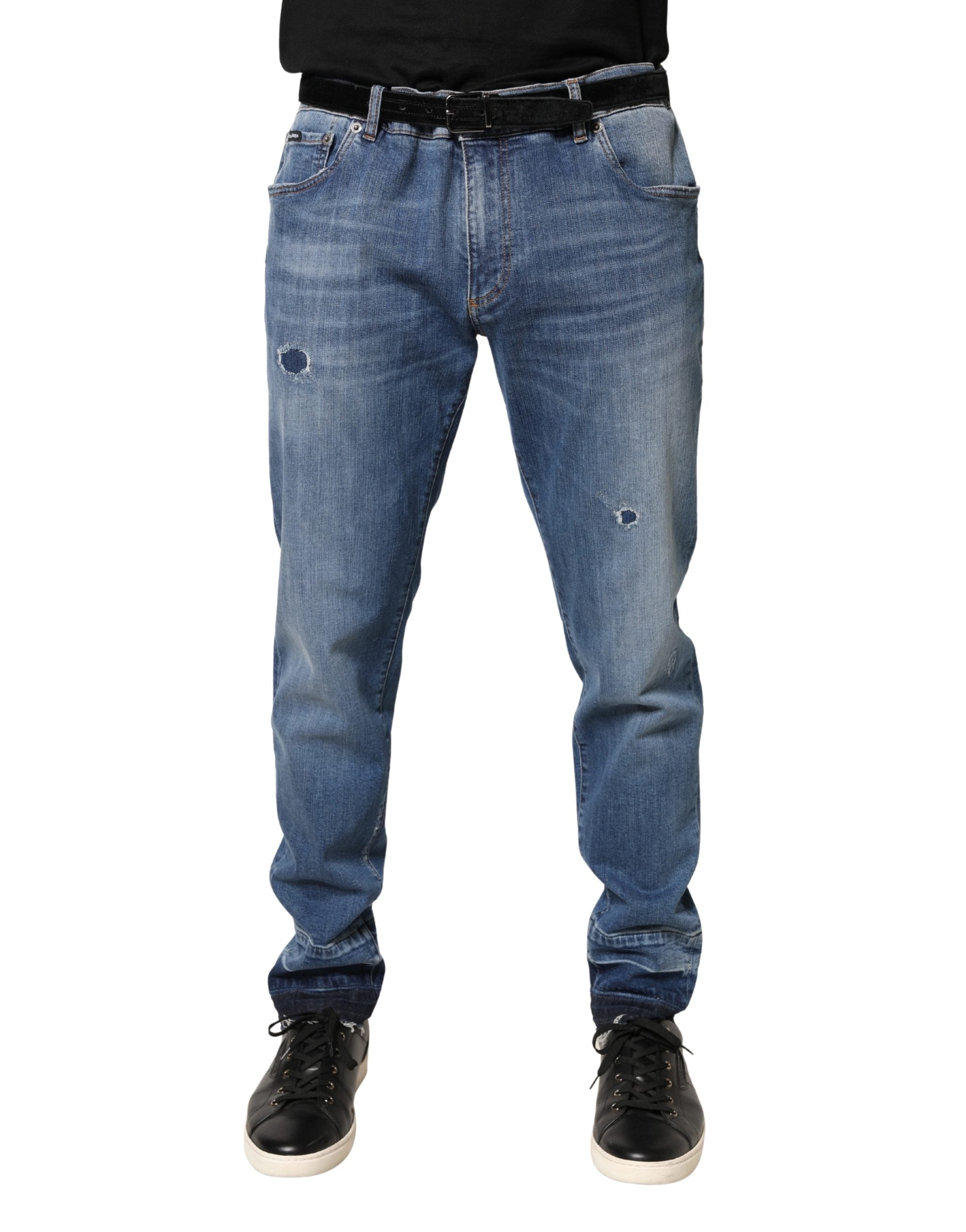 Distressed Skinny Denim Jeans — Blue