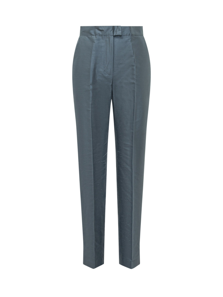 Blue Straight Flat Front Pants