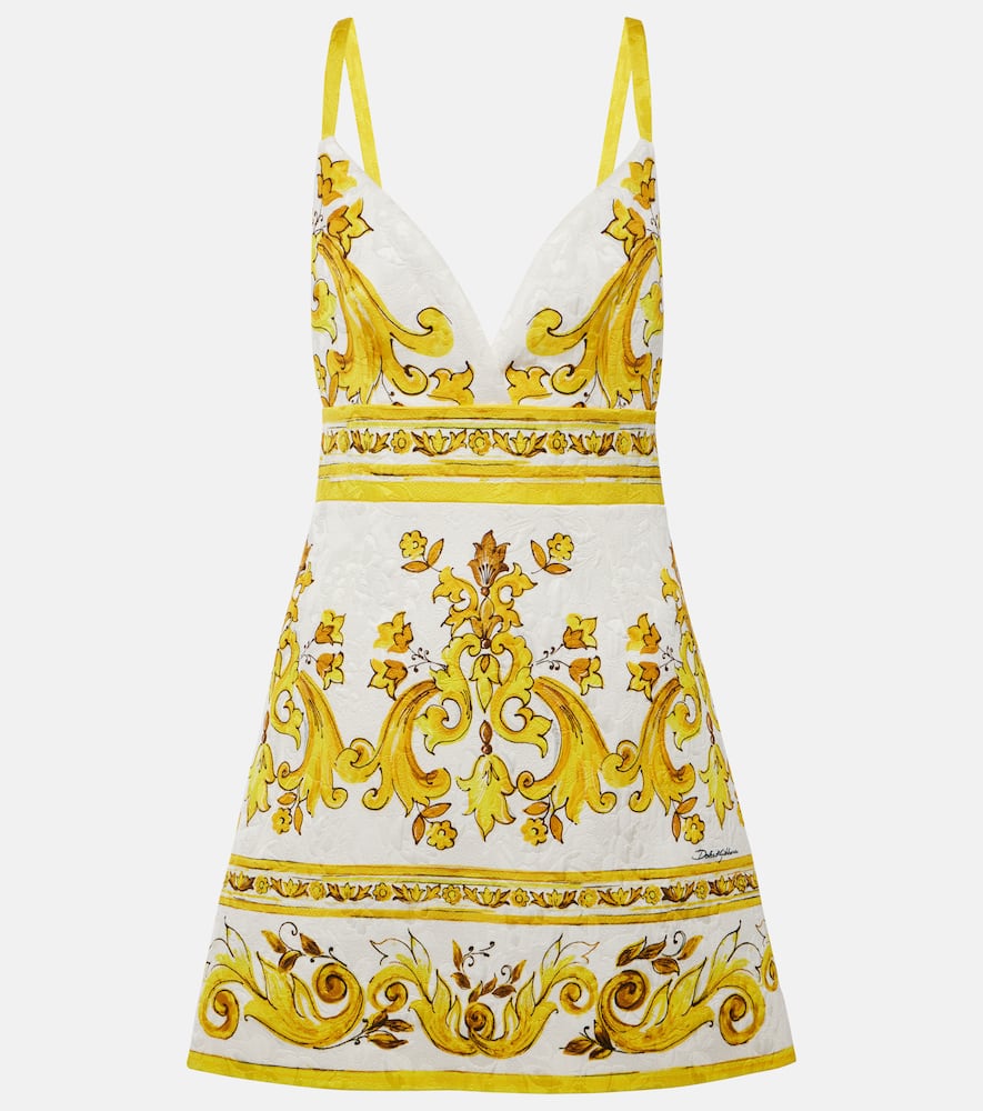 Majolica cotton-blend brocade minidress