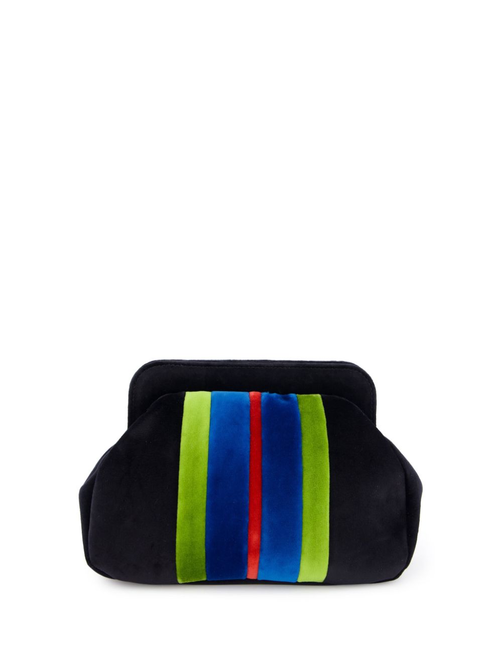Striped velvet clutch bag - Black