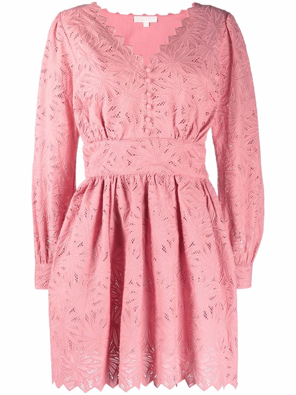 Scalloped-hem embroidered dress - Pink