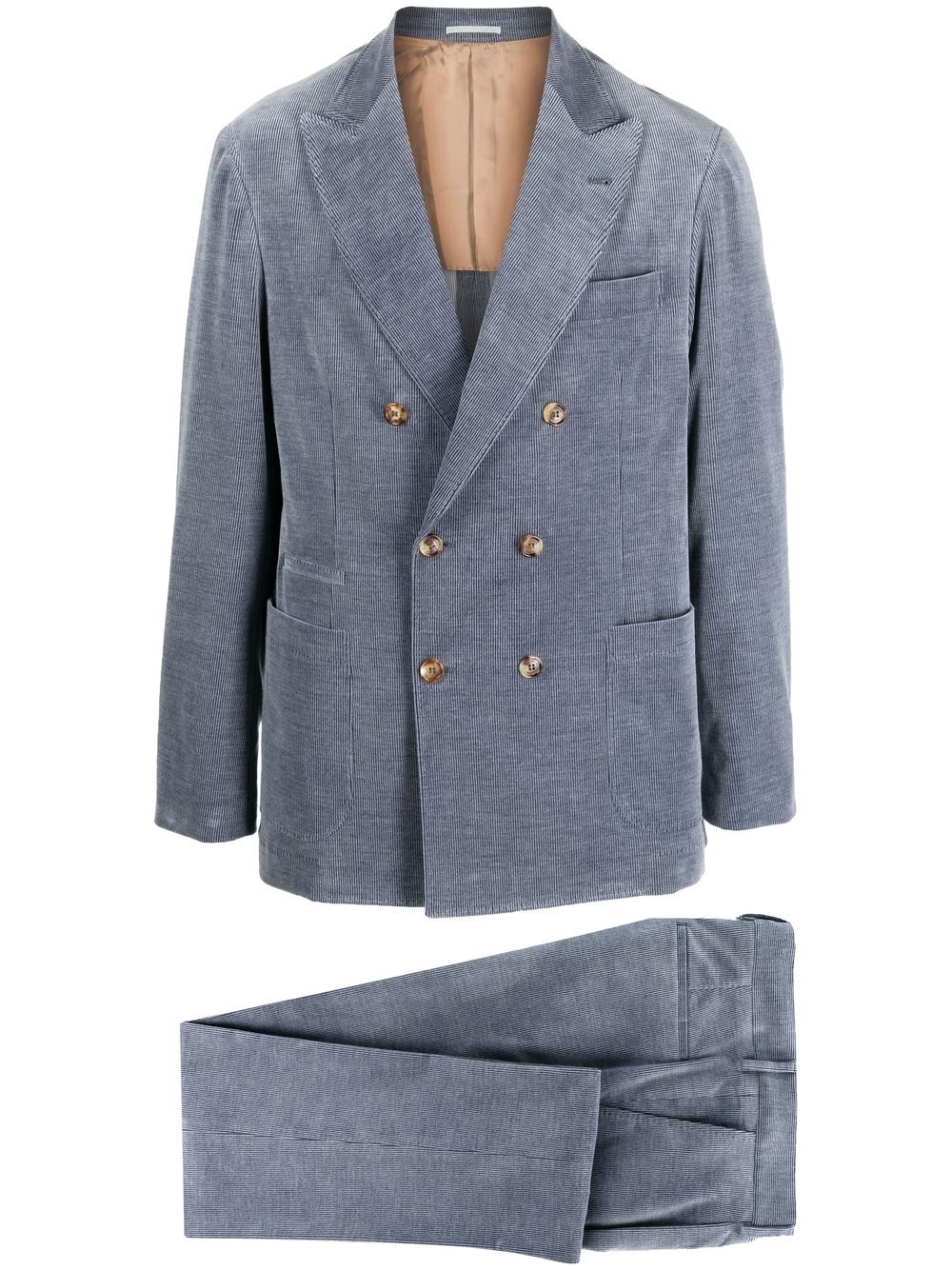 Corduroy double-breasted suit - Blue