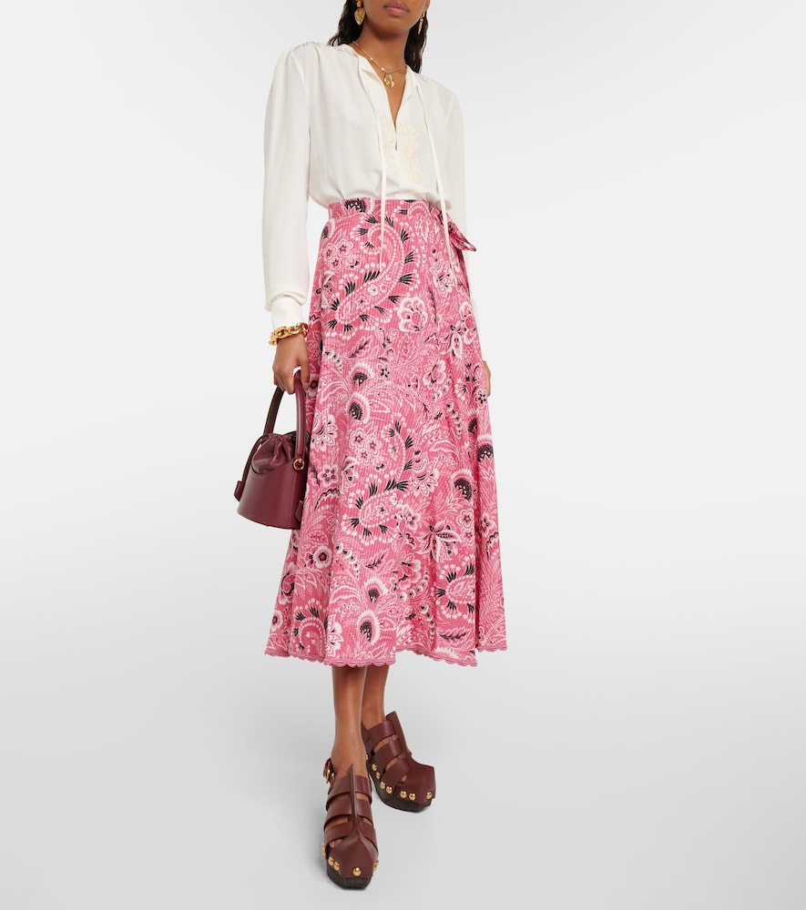 Paisley cotton and silk maxi skirt