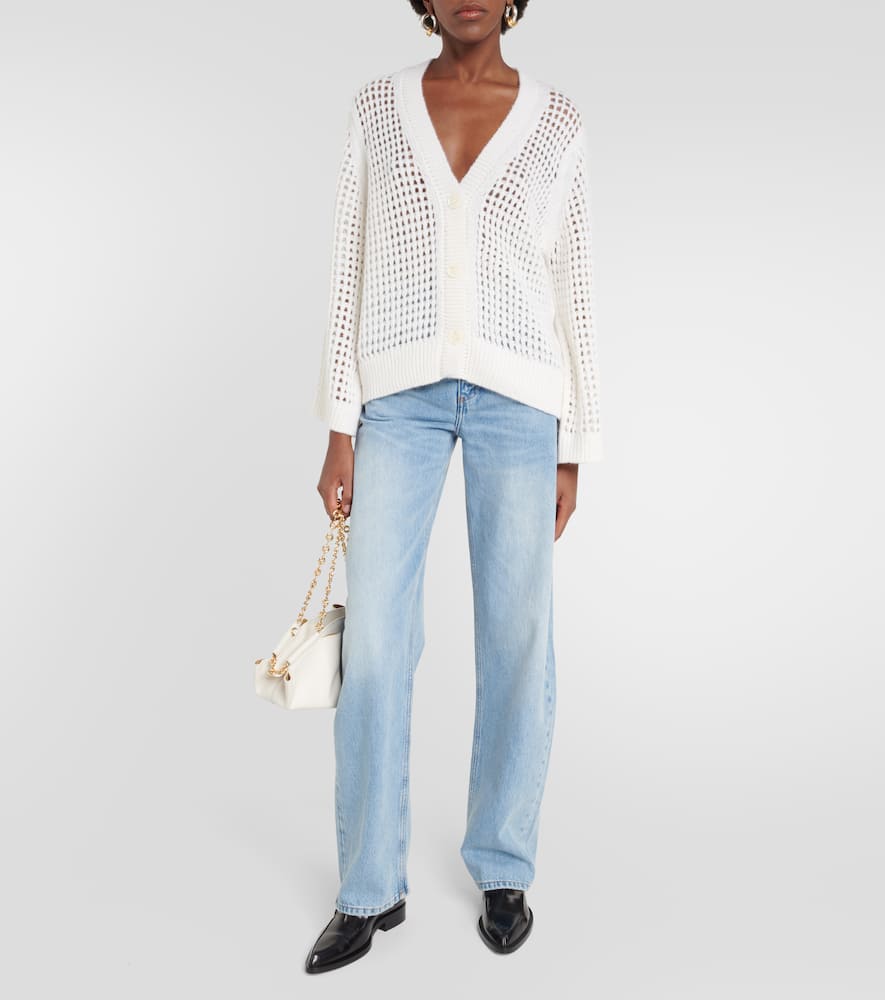 Pointelle wool and cashmere cardigan