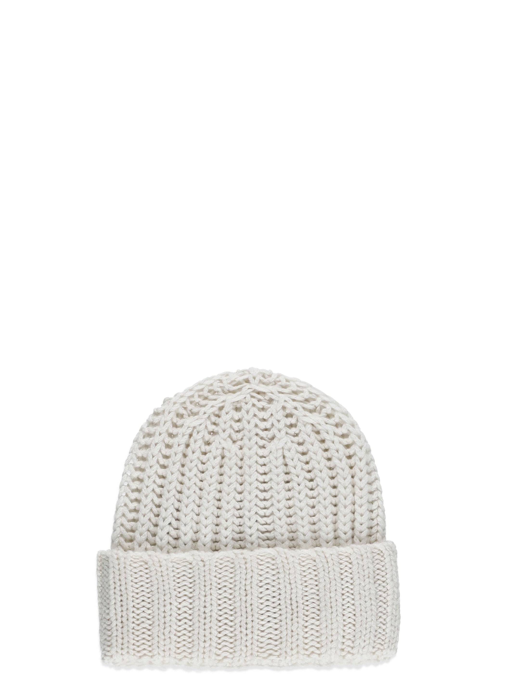 White Cashmere Ribbed Beanie