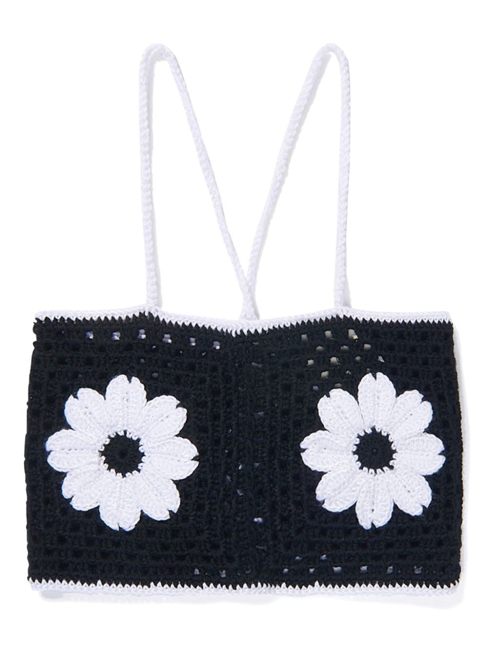 Sequin-detail crochet cropped top - Black