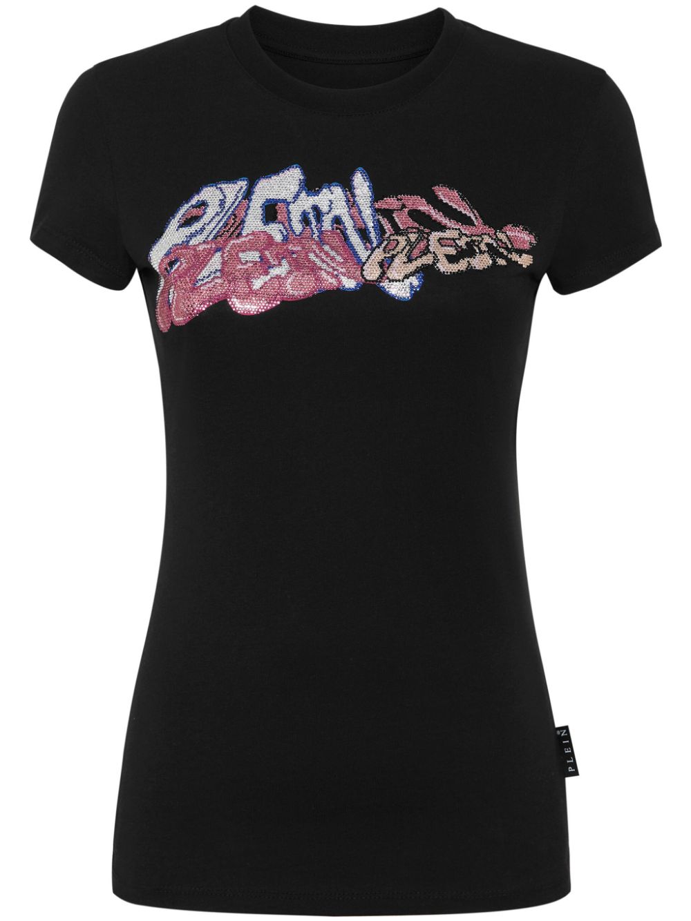 Crystal-embellished graffiti-logo T-shirt - White
