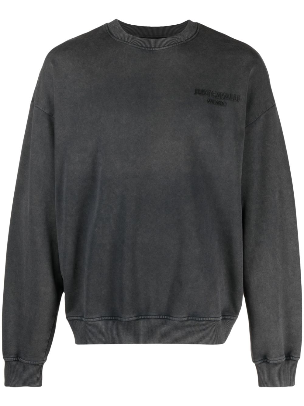 Heart-print cotton sweatshirt - Black