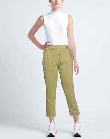 Please Woman Pants Military green Size M Cotton, Elastane