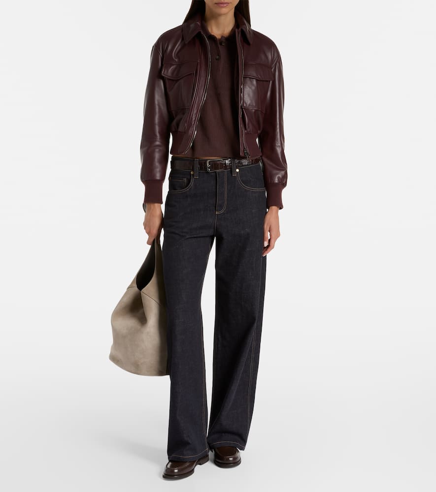 Mid-rise wide-leg jeans