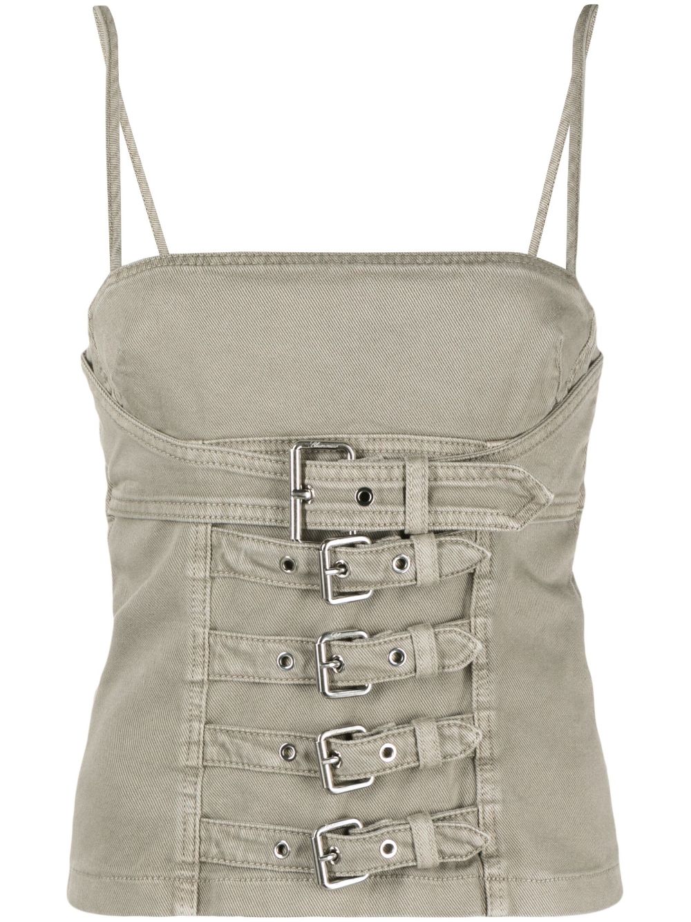 Buckle-embellished denim tank top - Grey