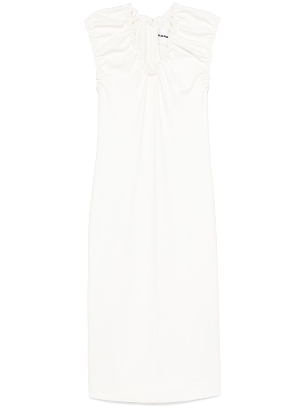 Gathered midi dress - White