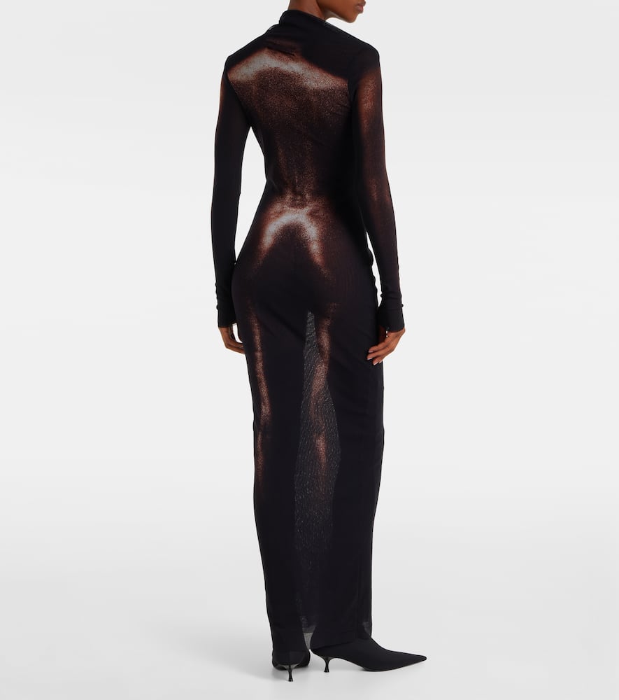 Trompe l'oeil mesh maxi dress