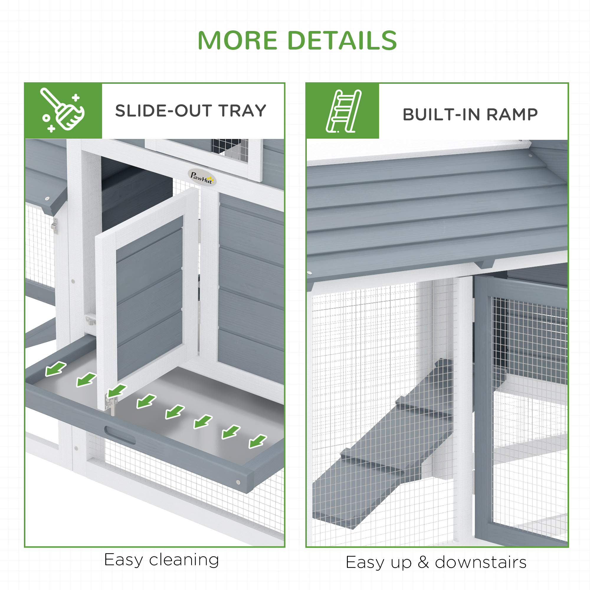 PawHut Wooden Chicken Coop 59 Hen House Poultry Cage 2 Doors Nesting Box White Aosom.co