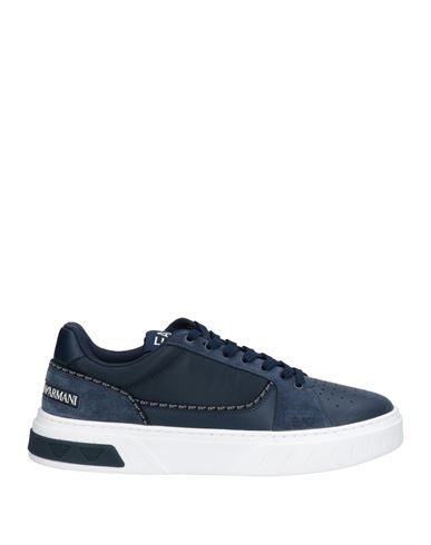 Ea7 Man Sneakers Navy Size 6 Cow leather, Polyamide, Polyester, Polyurethane coated