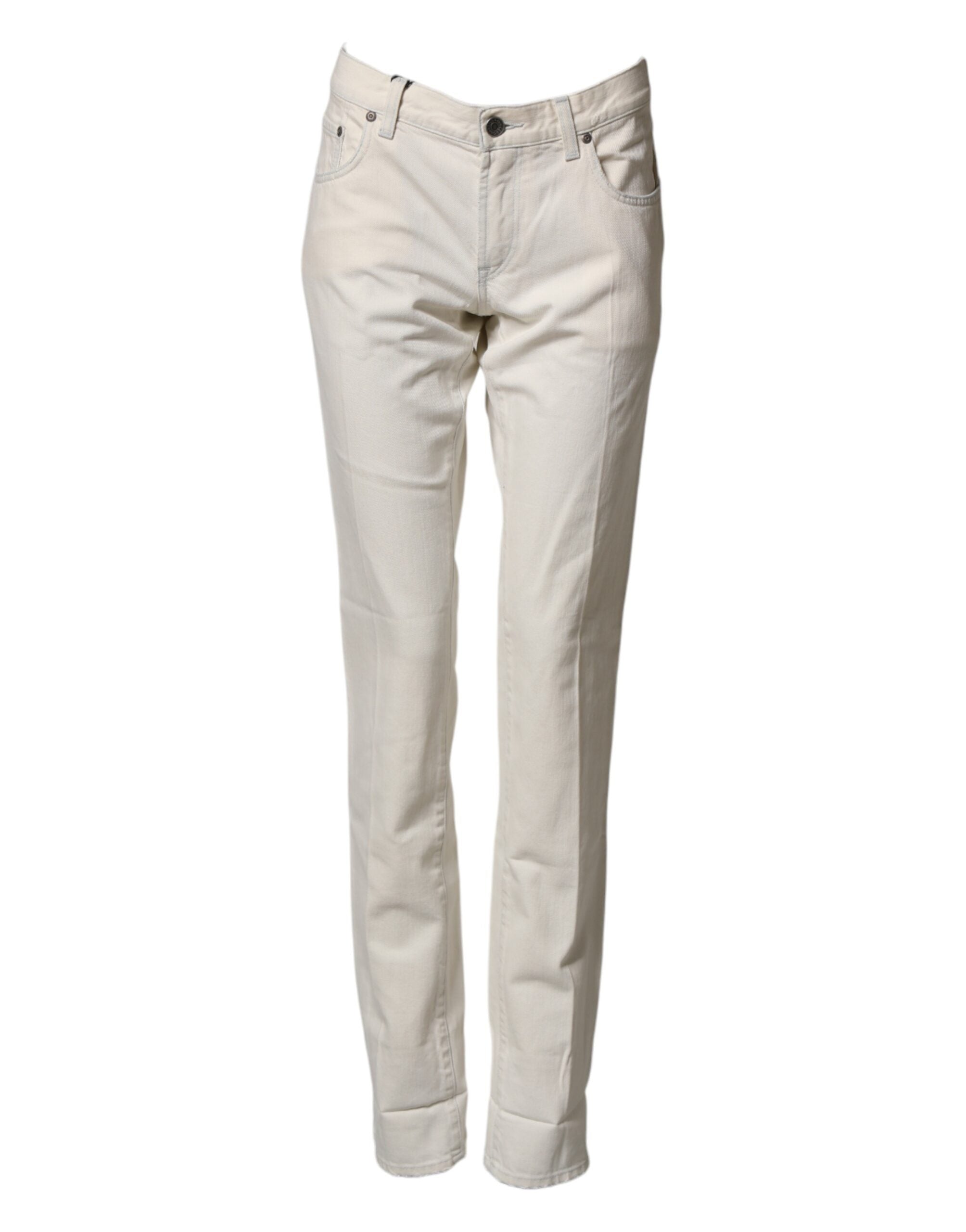 White Cotton Denim Jeans — White