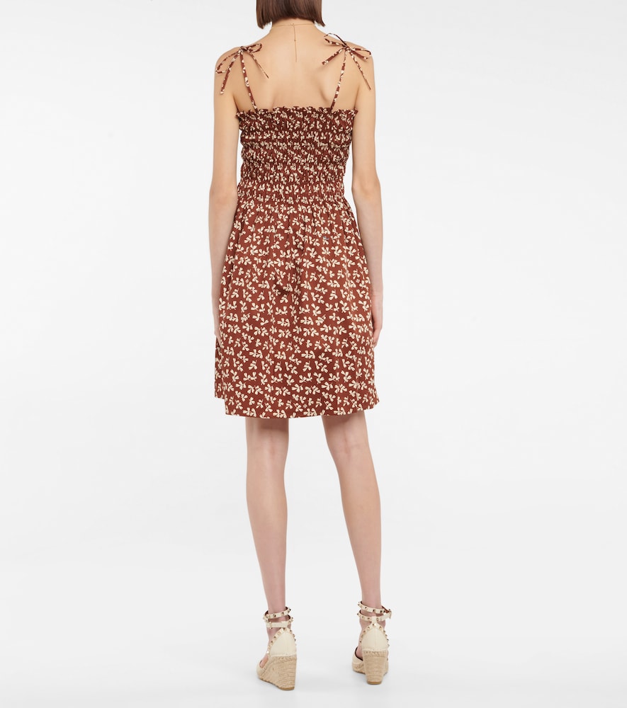 Tory Burch Printed smocked cotton minidress