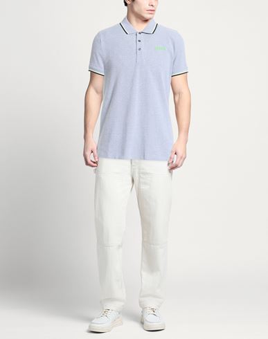 Man Polo shirt Slate blue Size L Cotton