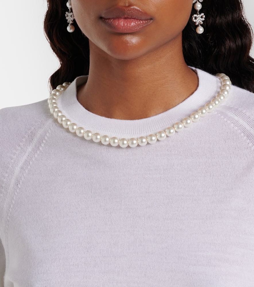 Embellished wool and silk top