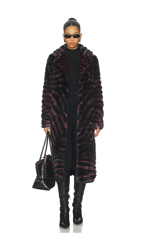 Unreal Fur Gonzo Coat in Burgundy. L. Also in M