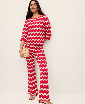 Ann Taylor Petite Chevron Crochet Sweater Pant