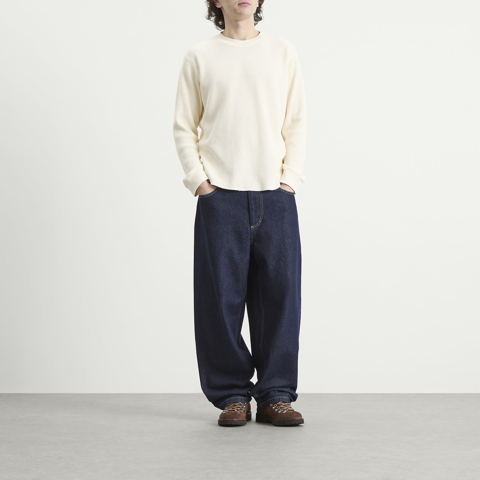 Men's Dylan Long Sleeve Waffle T-Shirt in Ivory
