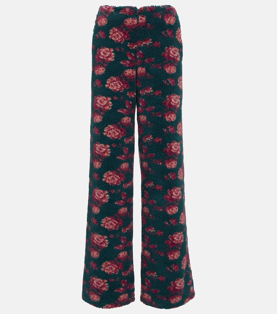 High-rise floral teddy straight pants