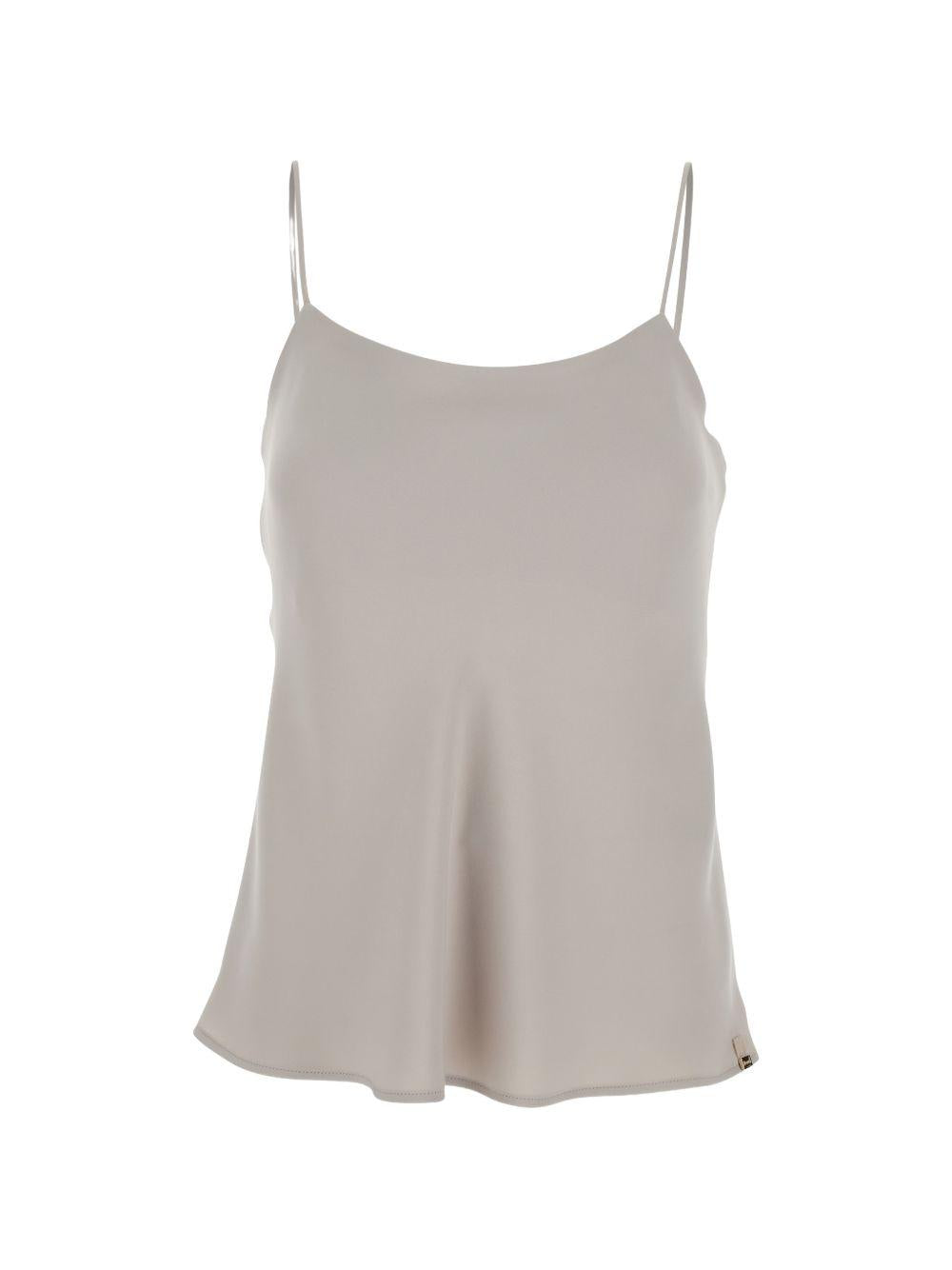 Spaghetti-Strap Polyester Tank Top — Beige