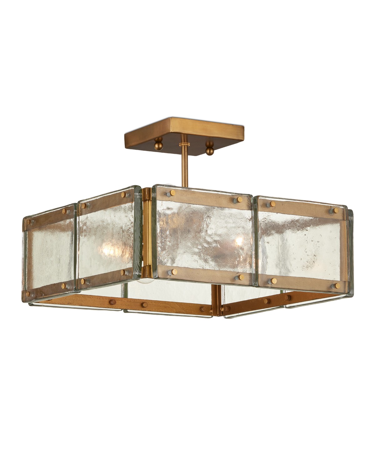 Clear Antique Brass Semi-Flush Mount from the Countervail Collection