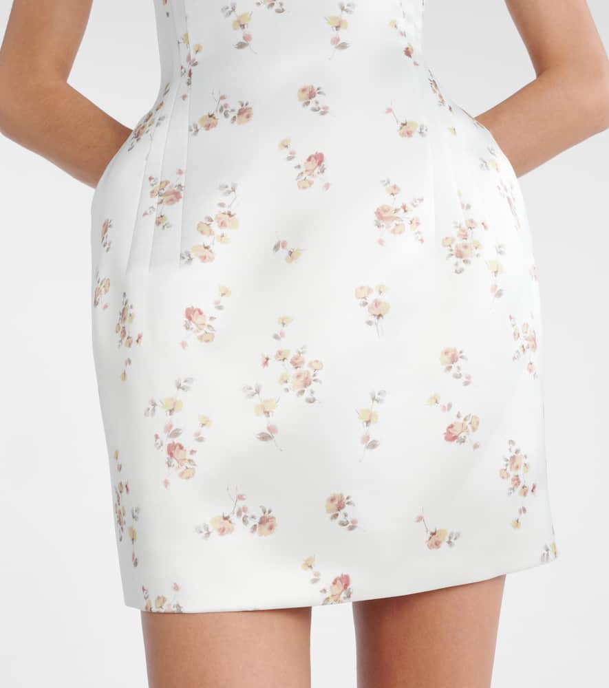 Floral off-shoulder silk minidress