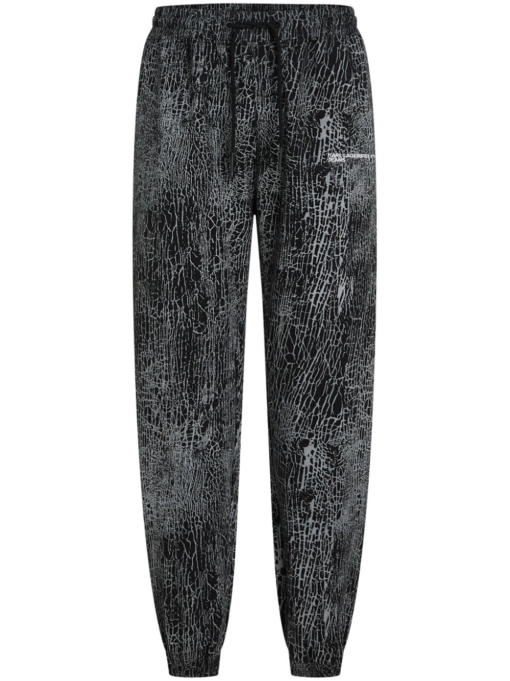 Embroidered cracked-print track pants - Black