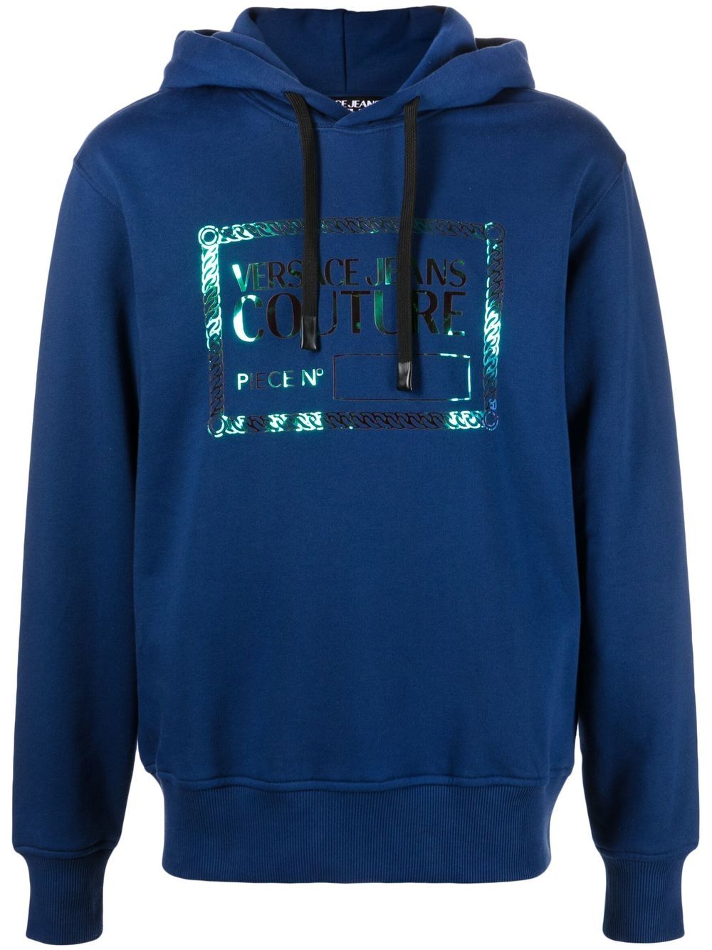 Logo plaque cotton hoodie - Blue