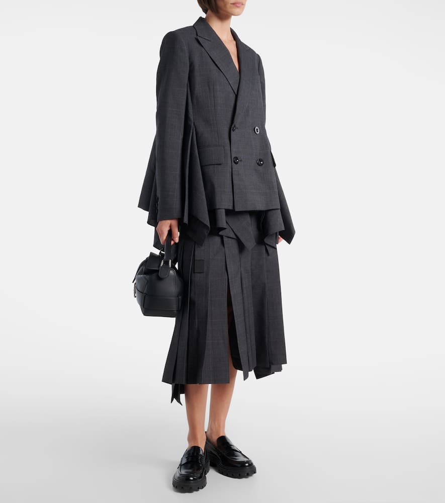 Prince of Wales check wool midi skirt