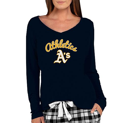Officially Licensed MLB Ladies Marathon Long Sleeve Top - Athletics - Black
